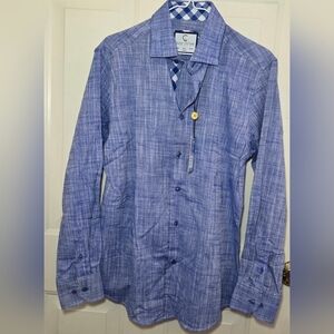 Suslo Couture Men's Blue Button-down  Shirt Size L NWT